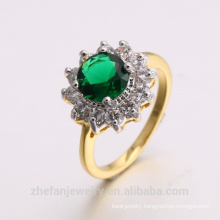 2018 new jewelry dubai 24K gold plated emerald CZ ring